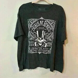 Bravado Guns N’ Roses Graphic Skull Grey Crewneck T-Shirt Men’s Size X-Large